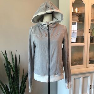 LULULEMON Grey and cream striped hoodie